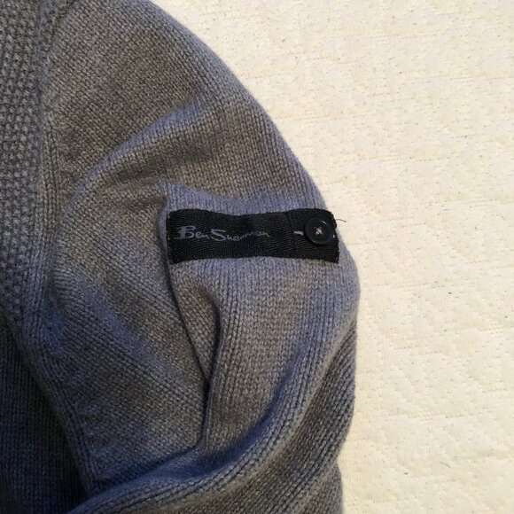 Ben Sherman 1/4 Zip pullover Sweater Men's XL, color grey, cable knit detail - Picture 7 of 8